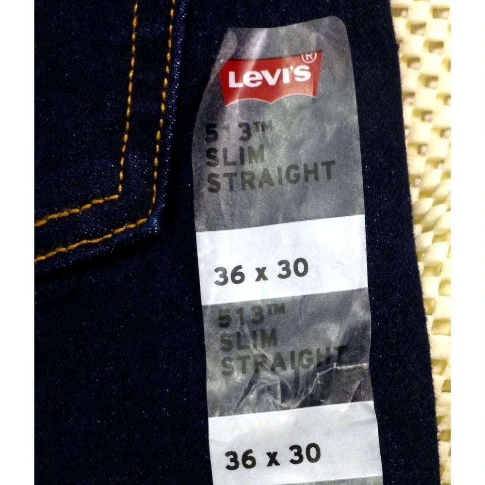 Levis 513 Slim Straight Jeans 36x30 Dark Wash Denim Mens Pants New With Tags